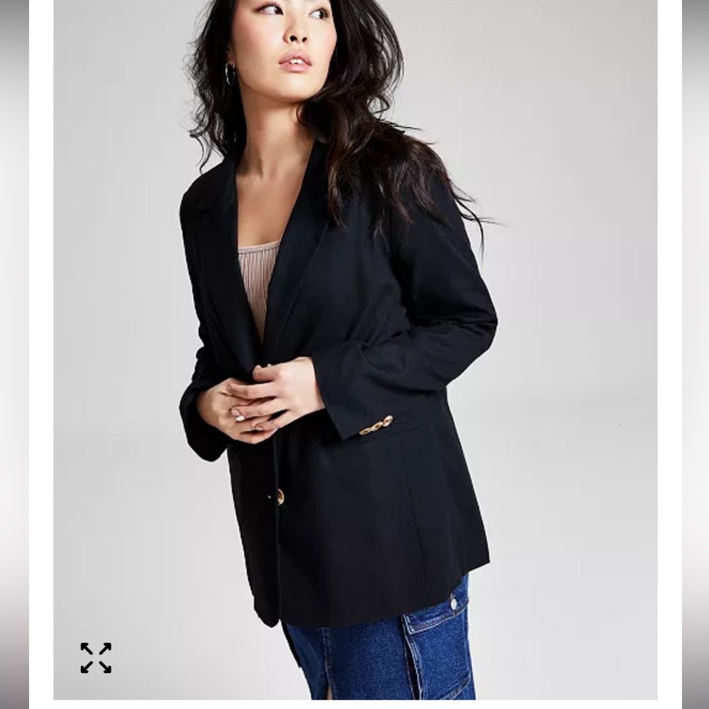 Brand New Macys And Now This Women's Black Linen Blazer Size Large